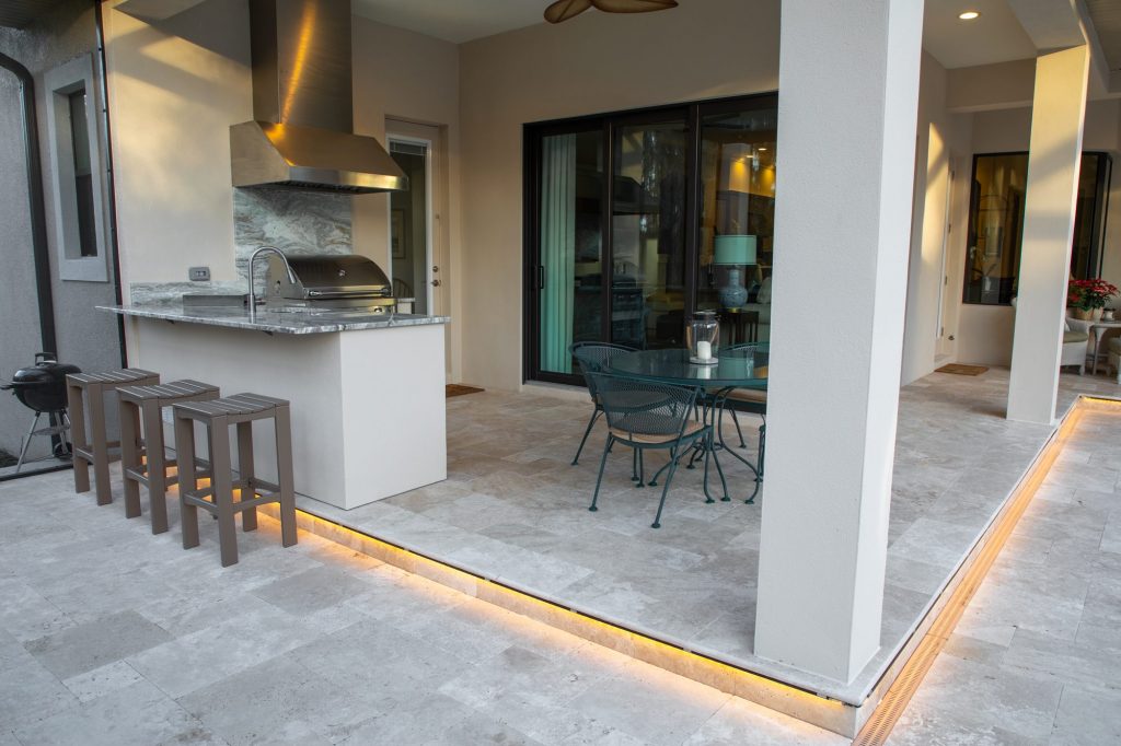 Custom Outdoor Kitchen With Patio Lighting In Lutz