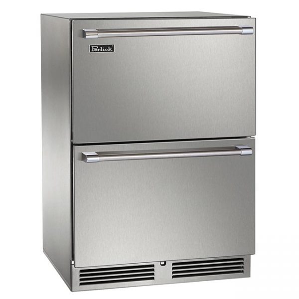 Perlick 24 Inch Signature Series Dual-Zone Outdoor Freezer and Refrigerator Drawers