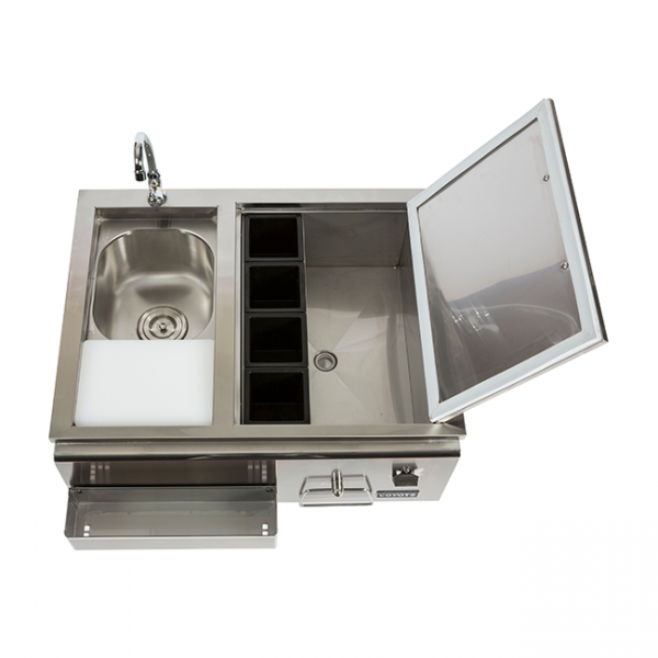 Coyote Outdoor Living Refreshment Center with Sink, Faucet & Cooler