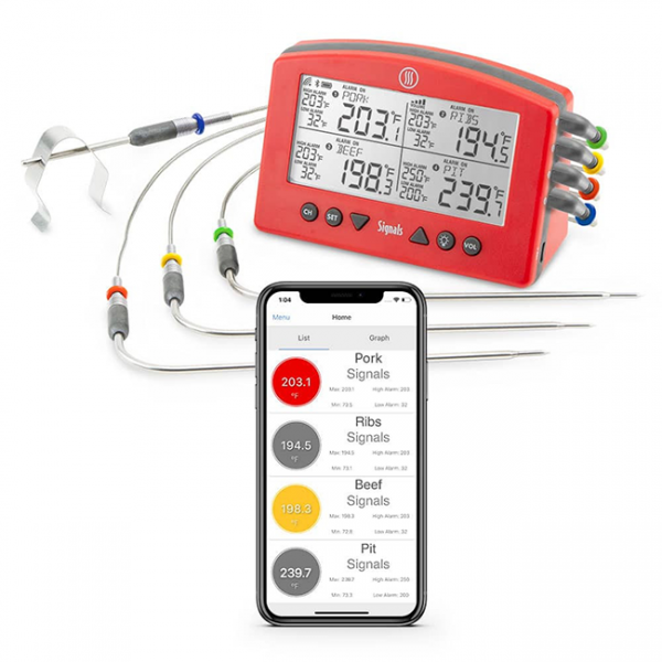 ThermoWorks Signals 4-Channel BBQ Alarm Thermometer with Wi-Fi and Bluetooth Wireless Technology App