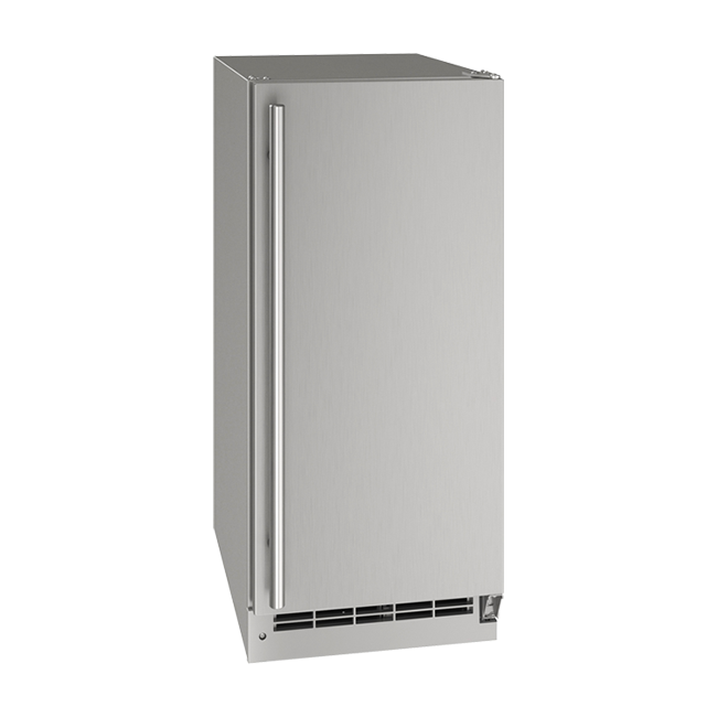 U-Line 15 Inch Stainless Outdoor Clear Ice Machine with Reversible Door Hinge