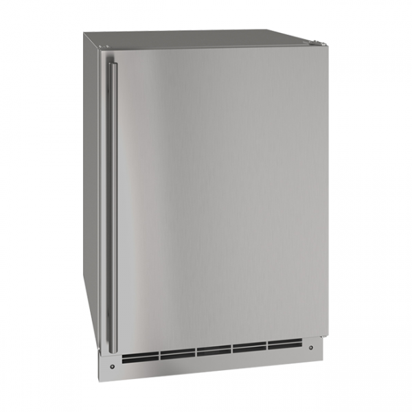U-Line 24 Inch Stainless Outdoor Refrigerator with Reversible Door Hinge