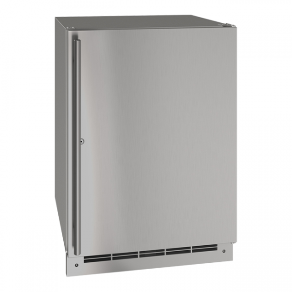 U-Line 24 Inch Stainless Outdoor Refrigerator with Reversible Door Hinge
