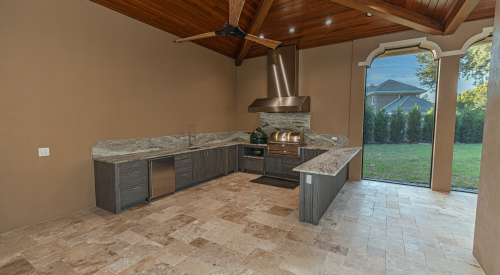 Custom Outdoor Kitchen WIth Artisan Grill and Big Green Egg Tampa Florida WEB