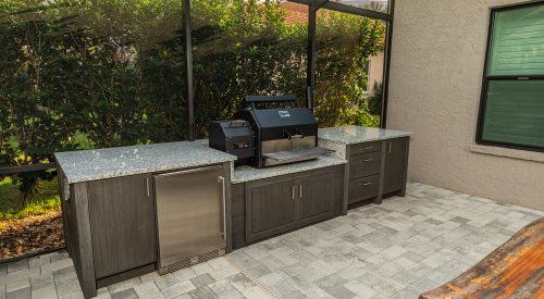 Custom Outdoor Kitchen With Pellet Grill Built In Hernando Florida WEB