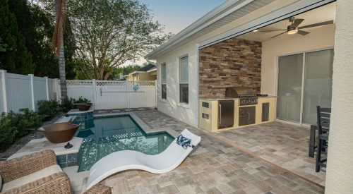 Custom Stone Outdoor Kitchen With Gas Grill Tampa Florida WEB