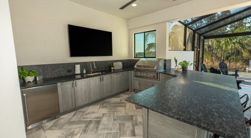 Custom U Shape Outdoor Kitchen With Gas Grill Tampa Florida WEB