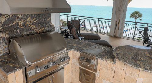 outdoor kitchen by the beach fire magic grill