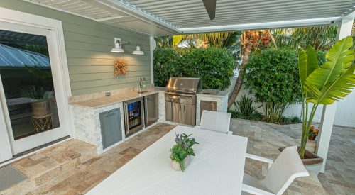 L Shape Outdoor Kitchen With Gas Grill and Side Burner Tampa Florida WEB